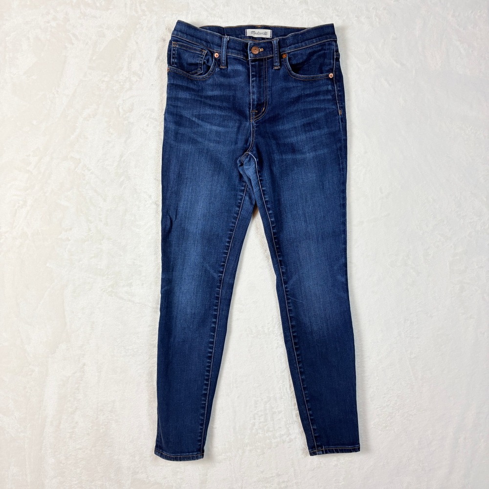 Madewell Jeans Women Sz 28 Blue‎ 9" High Riser Skinny Dark Wash Indigo Denim